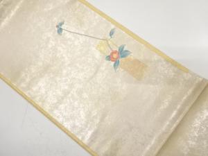 引箔　椿模様織り出し　袋帯